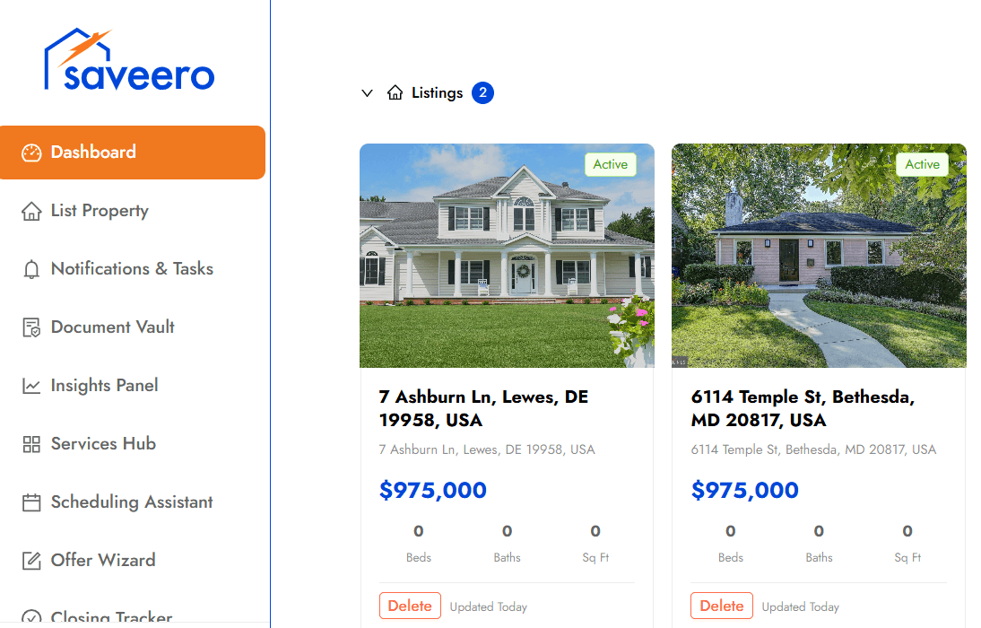Saveero Dashboard Mock